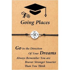 Personalized Graduation Gifts for Her Him,Compass Bracelet with Graduation Card,Compass Graduation Gift,High School College Graduation Gifts (gold)