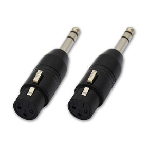 Czyuntuo Female XLR to 1/4 Adapter,TRS to XLR Female Adapter Kit, 1/4 Inch 6.35mm Stereo Male to 3 Pin XLR Female Adapters Balanced for Microphone Cable,Black 2-Pack