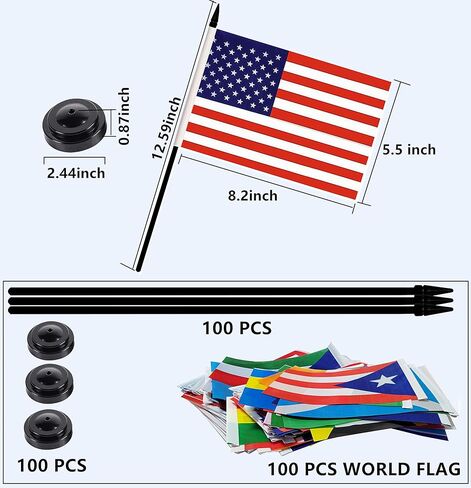 100 Countries Deluxe Desk Flag Set,International Country Office Table Flag With Black Stand Base,World Countries On Every Continent Flag,Solid Black Rod,Spear Top and Black Base in Saudi Arabia