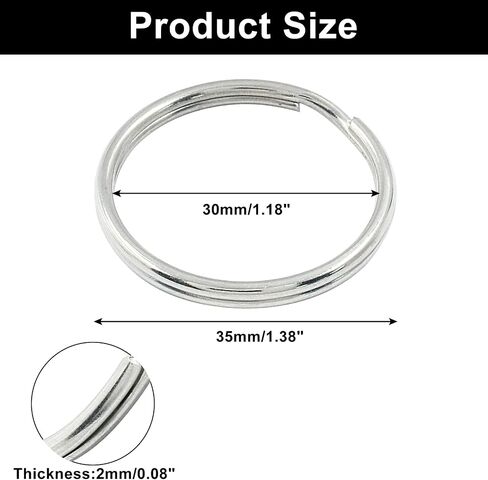 20 Pcs 12mm Round Split Key Rings, Flat Keychain Ring Stainless Steel Key Rings for Car Home School Office DIY (Silver, Style 1) in Saudi Arabia