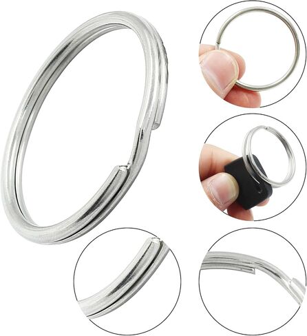 20 Pcs 12mm Round Split Key Rings, Flat Keychain Ring Stainless Steel Key Rings for Car Home School Office DIY (Silver, Style 1) in Saudi Arabia