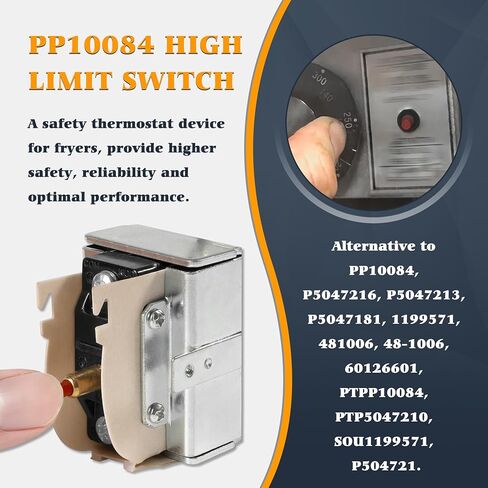 مفتاح VSEK PP10084 ذو الحد العالي متوافق مع مقلاة Pitco وجميع مقالي الغاز، بديل ترموستات الأمان عالي الحد 450 درجة فهرنهايت/230 درجة مئوية in Kuwait