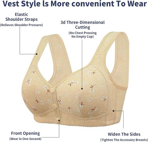 Daisy Bras for Older Women, Front Button Bra,Comfortable Convenient Front Close Button for Women No Wire in Saudi Arabia