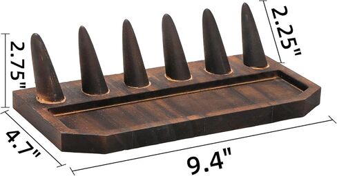 حامل حلقة إصبع خشبي من Noamus مكون من قطعتين، حامل عرض مجوهرات عتيق مع صينية، منظم حلقات على شكل 6 مخروط من خشب الصنوبر، عرض تخزين الخواتم للبيع، معرض بيع بالتجزئة للسيدات، حرفة يدوية الصنع in Kuwait