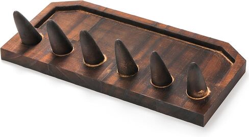 حامل حلقة إصبع خشبي من Noamus مكون من قطعتين، حامل عرض مجوهرات عتيق مع صينية، منظم حلقات على شكل 6 مخروط من خشب الصنوبر، عرض تخزين الخواتم للبيع، معرض بيع بالتجزئة للسيدات، حرفة يدوية الصنع in Kuwait