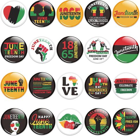 40/100/200Pcs Juneteenth Button Pins - Juneteenth Freedom Day Round Badges Celebrate Black Freedom Pinback Free-ish Since 1865 Black History Activity Supplies Decor for Clothe Bag Accessories in Saudi Arabia