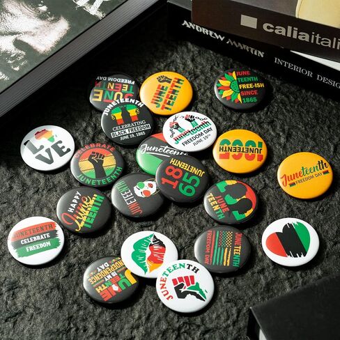 40/100/200Pcs Juneteenth Button Pins - Juneteenth Freedom Day Round Badges Celebrate Black Freedom Pinback Free-ish Since 1865 Black History Activity Supplies Decor for Clothe Bag Accessories in Saudi Arabia