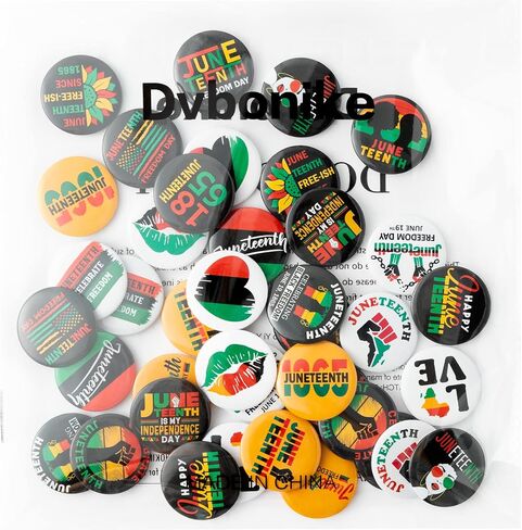 40/100/200Pcs Juneteenth Button Pins - Juneteenth Freedom Day Round Badges Celebrate Black Freedom Pinback Free-ish Since 1865 Black History Activity Supplies Decor for Clothe Bag Accessories in Saudi Arabia