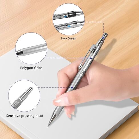 ITAWIXS 6Pcs Metal Mechanical Pencil Set, Aesthetic Mechanical Pencils 0.5 & 0.7 mm with 6 Tubes HB Lead Refills, 3Pcs Erasers, Aesthetic School Supplies for Writing, Drawing, Sketching in Kuwait