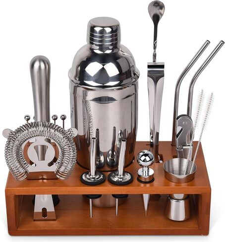 Vabaso Bartender Kit, Cocktail Shaker Set for Mixed Drink Home Bar, 25oz Professional 18/8 Stainless Steel Bar Tool Set with Cocktail Recipes Booklet, Father's Day in Kuwait