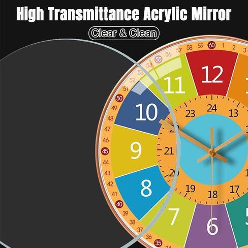 YHan 12 Inch Silent Movement Kids Wall Clock Battery Operated, Non Ticking Children Round Wall Clock, Space Travel Style Decor Children Clock for Home School Boys Bedroom Living Room (Blue) in Saudi Arabia