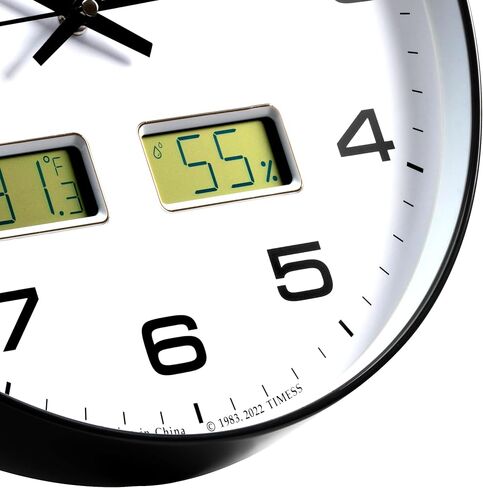 Wall Clock, 14" Large Dial Non-Ticking Silent Battery Operated Analog with LCD Display for Perpetual Calendar and F° Temperature, Ideal Modern Home, Bedroom, Kitchen, Office Decor (Blue) in Saudi Arabia