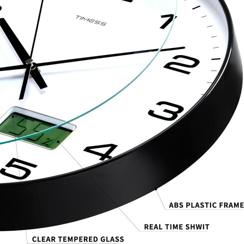 Wall Clock, 14" Large Dial Non-Ticking Silent Battery Operated Analog with LCD Display for Perpetual Calendar and F° Temperature, Ideal Modern Home, Bedroom, Kitchen, Office Decor (Blue) in Saudi Arabia