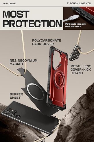 حافظة SUPCASE لهاتف Samsung Galaxy S24 Ultra مع حامل [مسند غطاء كاميرا مدمج] [صديقة لقلم S] [متوافقة مع MagSafe] حافظة هاتف مغناطيسية متينة لهاتف Galaxy S24 Ultra، أسود in Kuwait
