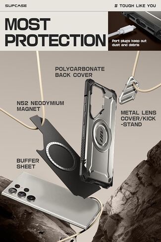 SUPCASE for Samsung Galaxy S24 Ultra Case with Camera Cover Stand, Black in Kuwait