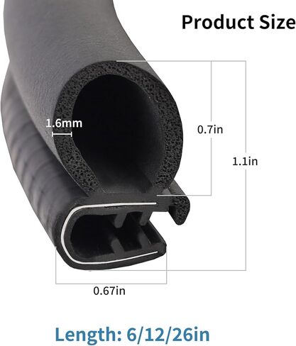 Automotive Door Weather Stripping, 26Ft Car Door Rubber Seal Strip EPDM Rubber Edge Trim Self Adhesive Car Truck Door Window Soundproof Noise Insulation Sealing in Saudi Arabia