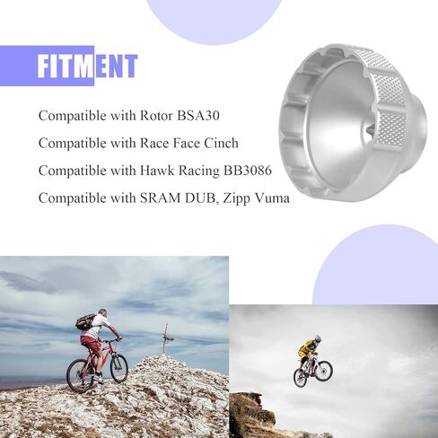 أداة دعامة سفلية 12 درجة من PEATOVIE مناسبة لـ BBT-79 متوافقة مع Hawk Racing BB3086، Rotor BSA30، Race Face Cinch، Zipp Vuma - فضي in Kuwait