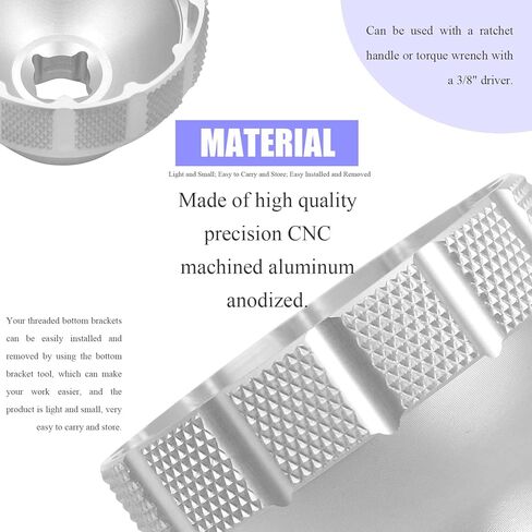 أداة دعامة سفلية 12 درجة من PEATOVIE مناسبة لـ BBT-79 متوافقة مع Hawk Racing BB3086، Rotor BSA30، Race Face Cinch، Zipp Vuma - فضي in Kuwait