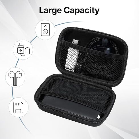 حقيبة حمل القرص الصلب: حقيبة سفر مقاومة للصدمات لمحرك الأقراص الصلبة الخارجي - حقيبة حمل عالمية محمولة لبنك الطاقة والهاتف الخلوي والكابل والسلك ومنظم الملحقات الإلكترونية وسحاب تخزين - أسود in Kuwait