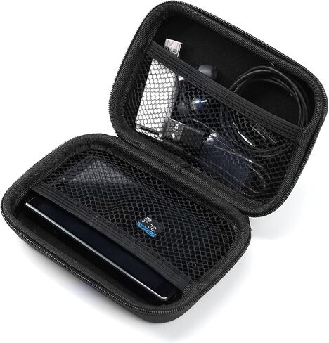 حقيبة حمل القرص الصلب: حقيبة سفر مقاومة للصدمات لمحرك الأقراص الصلبة الخارجي - حقيبة حمل عالمية محمولة لبنك الطاقة والهاتف الخلوي والكابل والسلك ومنظم الملحقات الإلكترونية وسحاب تخزين - أسود in Kuwait