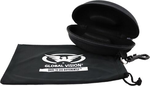 حافظة نظارة شمسية صلبة بسحاب من Global Vision وحقيبة من الألياف الدقيقة باللون الأسود الكلاسيكي in Saudi Arabia