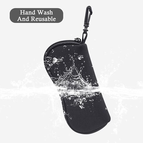 نظارات شمسية من BlingKingdom، حافظة ناعمة محمولة للسفر، حافظة نظارة خفيفة للغاية بسحاب من النيوبرين مع مشبك حزام (أسود) in Kuwait