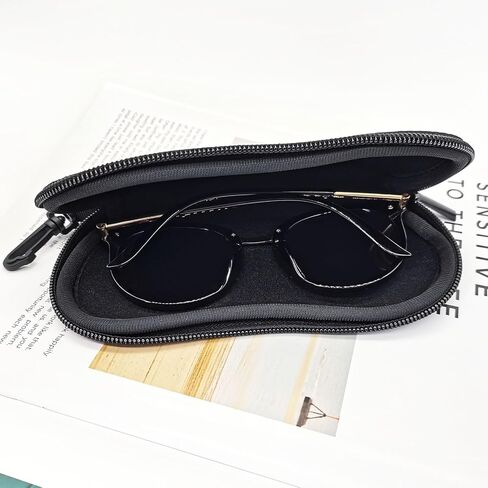 نظارات شمسية من BlingKingdom، حافظة ناعمة محمولة للسفر، حافظة نظارة خفيفة للغاية بسحاب من النيوبرين مع مشبك حزام (أسود) in Kuwait
