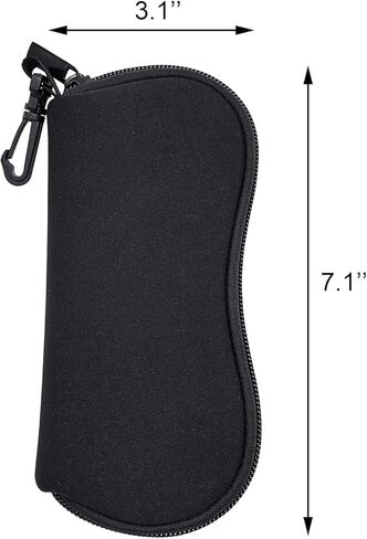 نظارات شمسية من BlingKingdom، حافظة ناعمة محمولة للسفر، حافظة نظارة خفيفة للغاية بسحاب من النيوبرين مع مشبك حزام (أسود) in Kuwait