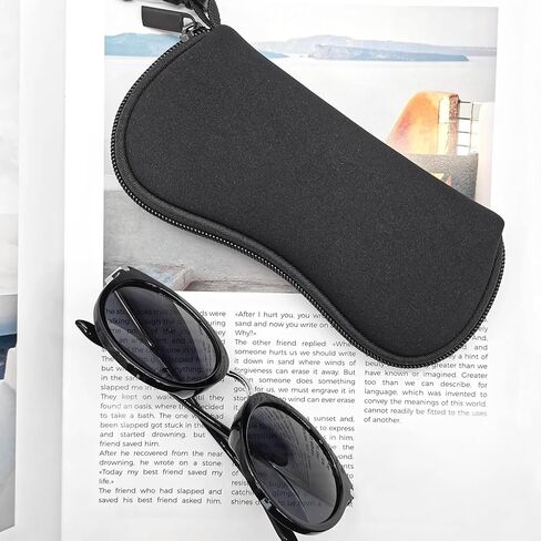 نظارات شمسية من BlingKingdom، حافظة ناعمة محمولة للسفر، حافظة نظارة خفيفة للغاية بسحاب من النيوبرين مع مشبك حزام (أسود) in Kuwait