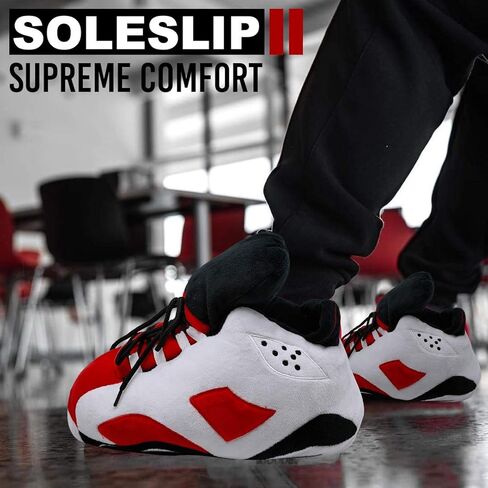 شبشب SoleSlip Sneaker مريح وعصري للرجال، أحذية رياضية نسائية من البوليستر الخالص | نعال رقيق بمقاس حذاء قياسي يناسب الجميع (أحمر وأبيض) in Kuwait