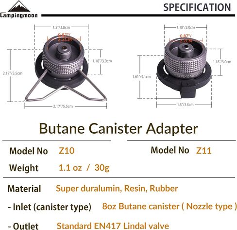 CAMPINGMOON 8oz Butane Canister Adapter Lockable Conver to Screw Type Catridge EN417 Lindal Valve Z10+Z11 in Saudi Arabia