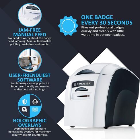ID Maker ID Card Printer Machine & Supply Kit for Badge Printing - ID Maker Software Basic Edition in Saudi Arabia