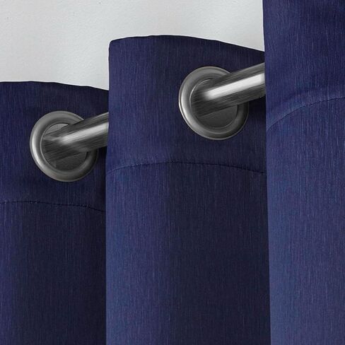 Exclusive Home Curtains Textured Woven Blackout Window Curtain Panel Pair with Grommet Top, 52x108, Navy Blue, 2 Piece in Saudi Arabia