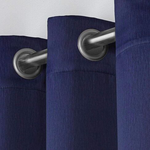 Exclusive Home Curtains Textured Woven Blackout Window Curtain Panel Pair with Grommet Top, 52x108, Navy Blue, 2 Piece in Saudi Arabia