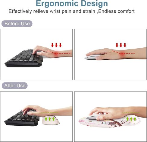 Keyboard Wrist Rest Pad and Mouse pad with Wrist Rest Support Set, Non Slip Rubber Base Wrist Support Mousepad with Ergonomic Comfy Gel Memory Foam for Home Office Efficient Working（Mandala Art) in Kuwait