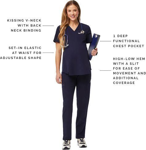 FIGS Octavia Maternity Scrub Top for Women — V-Neck, One Pocket, Curved High-Low Hem, 4-Way Stretch Women's Scrub Top in Saudi Arabia