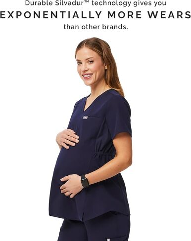 FIGS Octavia Maternity Scrub Top for Women — V-Neck, One Pocket, Curved High-Low Hem, 4-Way Stretch Women's Scrub Top in Saudi Arabia
