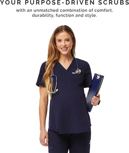 FIGS Octavia Maternity Scrub Top for Women — V-Neck, One Pocket, Curved High-Low Hem, 4-Way Stretch Women's Scrub Top in Saudi Arabia