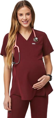 FIGS Octavia Maternity Scrub Top for Women — V-Neck, One Pocket, Curved High-Low Hem, 4-Way Stretch Women's Scrub Top in Kuwait