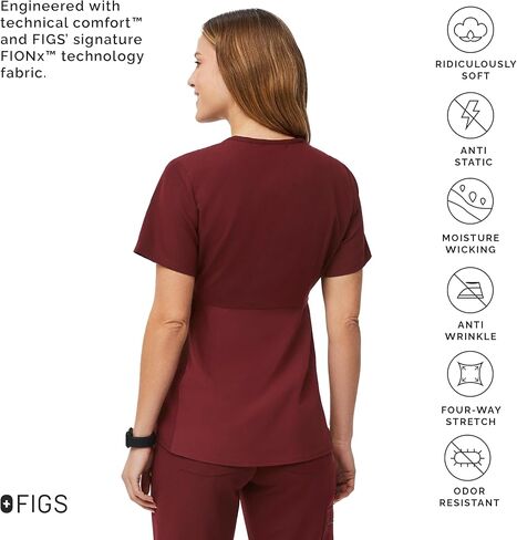 FIGS Octavia Maternity Scrub Top for Women — V-Neck, One Pocket, Curved High-Low Hem, 4-Way Stretch Women's Scrub Top in Kuwait