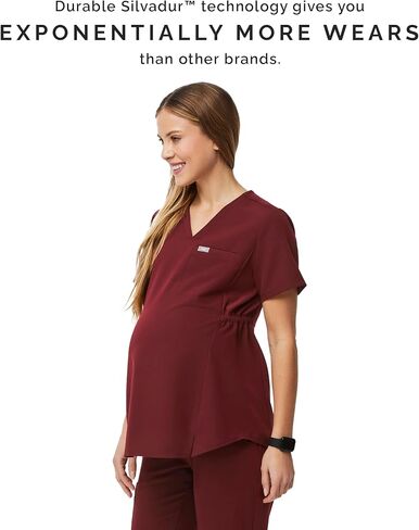 FIGS Octavia Maternity Scrub Top for Women — V-Neck, One Pocket, Curved High-Low Hem, 4-Way Stretch Women's Scrub Top in Kuwait