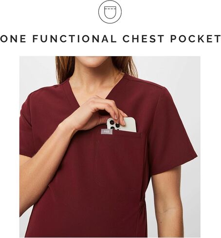 FIGS Octavia Maternity Scrub Top for Women — V-Neck, One Pocket, Curved High-Low Hem, 4-Way Stretch Women's Scrub Top in Kuwait