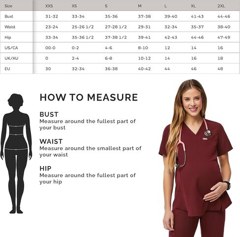 FIGS Octavia Maternity Scrub Top for Women — V-Neck, One Pocket, Curved High-Low Hem, 4-Way Stretch Women's Scrub Top in Kuwait