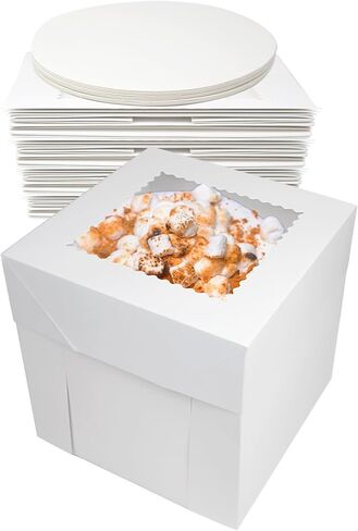 GylSun 3 Sets Cake Boxes 10x10x10'' with Windows and Cake Board Bakery Box sets in Saudi Arabia