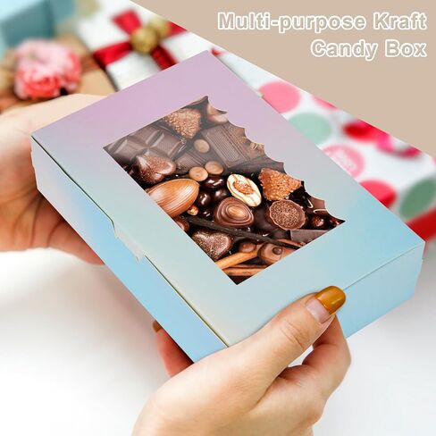 20 قطعة من AOKUOX 20 قطعة مقاس 8 × 5.5 × 2 بوصة صناديق مخبوزات متدرجة الألوان مع صناديق حلوى للنافذة وصناديق الحلوى للفطيرة والمعجنات والمعكرون والدونات والكعك والشوكولاتة والحلوى وتقديم الهدايا in Kuwait