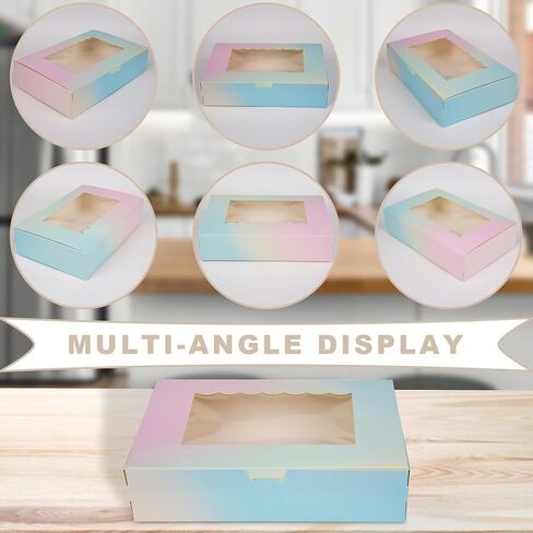 20 قطعة من AOKUOX 20 قطعة مقاس 8 × 5.5 × 2 بوصة صناديق مخبوزات متدرجة الألوان مع صناديق حلوى للنافذة وصناديق الحلوى للفطيرة والمعجنات والمعكرون والدونات والكعك والشوكولاتة والحلوى وتقديم الهدايا in Kuwait