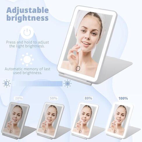 Makeup Travel Mirror, Rechargeable Light up Mirror with1000mAh Batteries, 3 Color Lighting Modes USB Portable Desktop Mirror with Dimmable Touch Screen & 72 LED Lights in Saudi Arabia