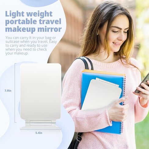 Makeup Travel Mirror, Rechargeable Light up Mirror with1000mAh Batteries, 3 Color Lighting Modes USB Portable Desktop Mirror with Dimmable Touch Screen & 72 LED Lights in Saudi Arabia