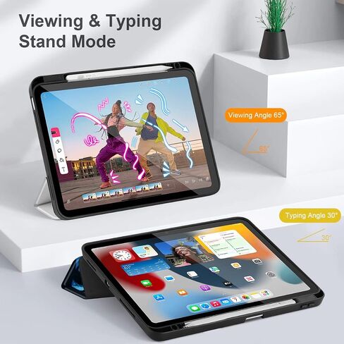 حافظة Tuiklol لجهاز iPad Air الجيل السادس 11 بوصة 2024 / iPad Air 10.9 بوصة الجيل الخامس 4th 2022 إصدار 2020 مع حامل قلم رصاص، غطاء تابلت بحامل ثلاثي الطي واقٍ نحيف للنوم/الاستيقاظ، دب in Kuwait