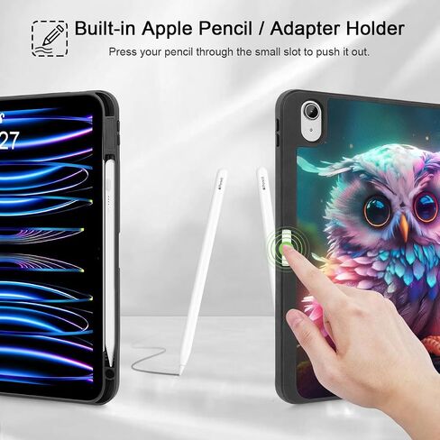 حافظة Tuiklol لجهاز iPad Air الجيل السادس 11 بوصة 2024 / iPad Air 10.9 بوصة الجيل الخامس 4th 2022 إصدار 2020 مع حامل قلم رصاص، غطاء تابلت بحامل ثلاثي الطي واقٍ نحيف للنوم/الاستيقاظ، دب in Kuwait
